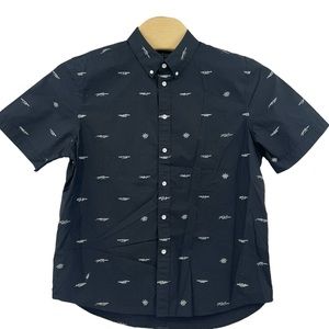 rag & bone Smith Logo Short-Sleeve Slim Fit Button-Down Shirt Size XL